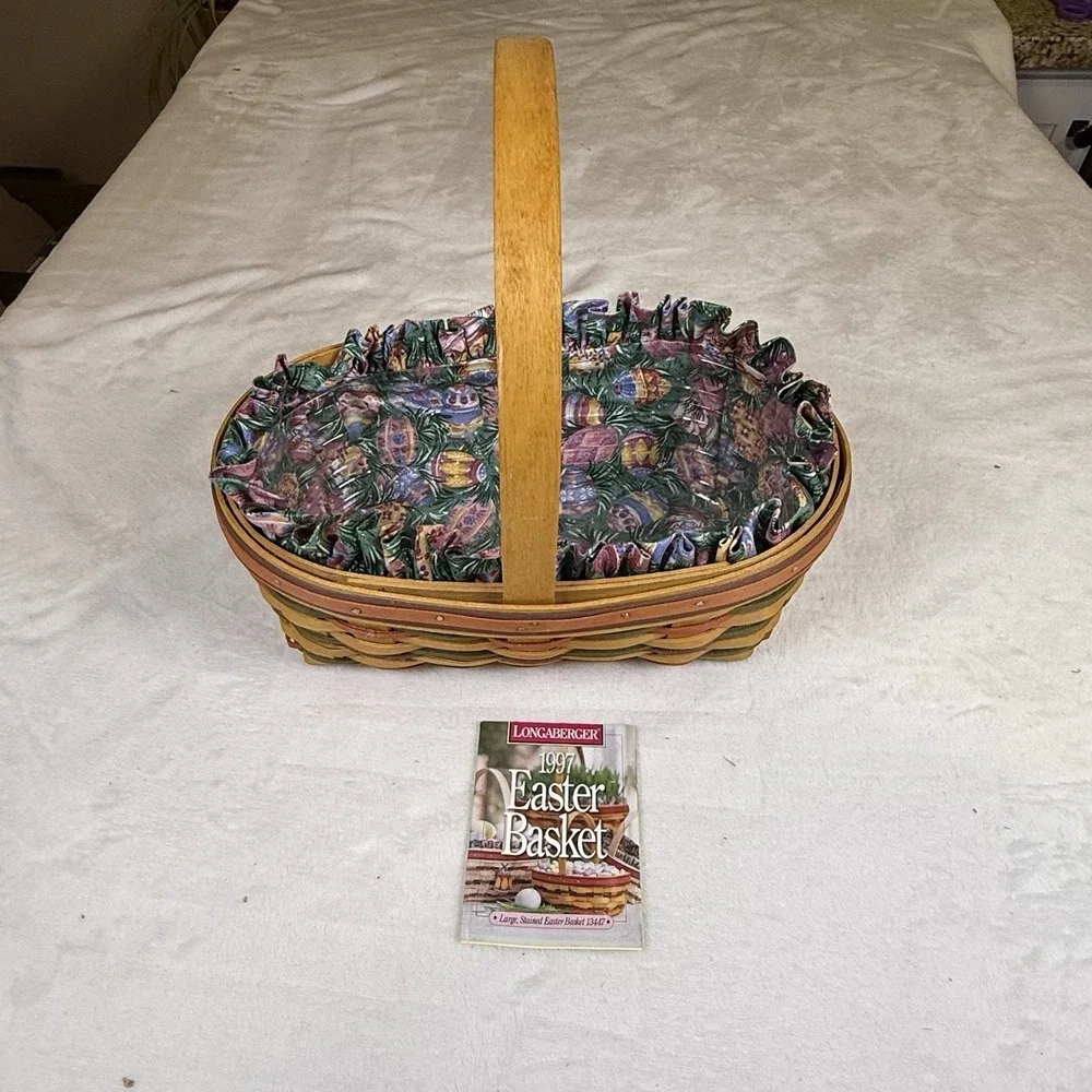 Longaberger 1997 Large Easter Basket 13447 Liner Protector Stained USA Vintage